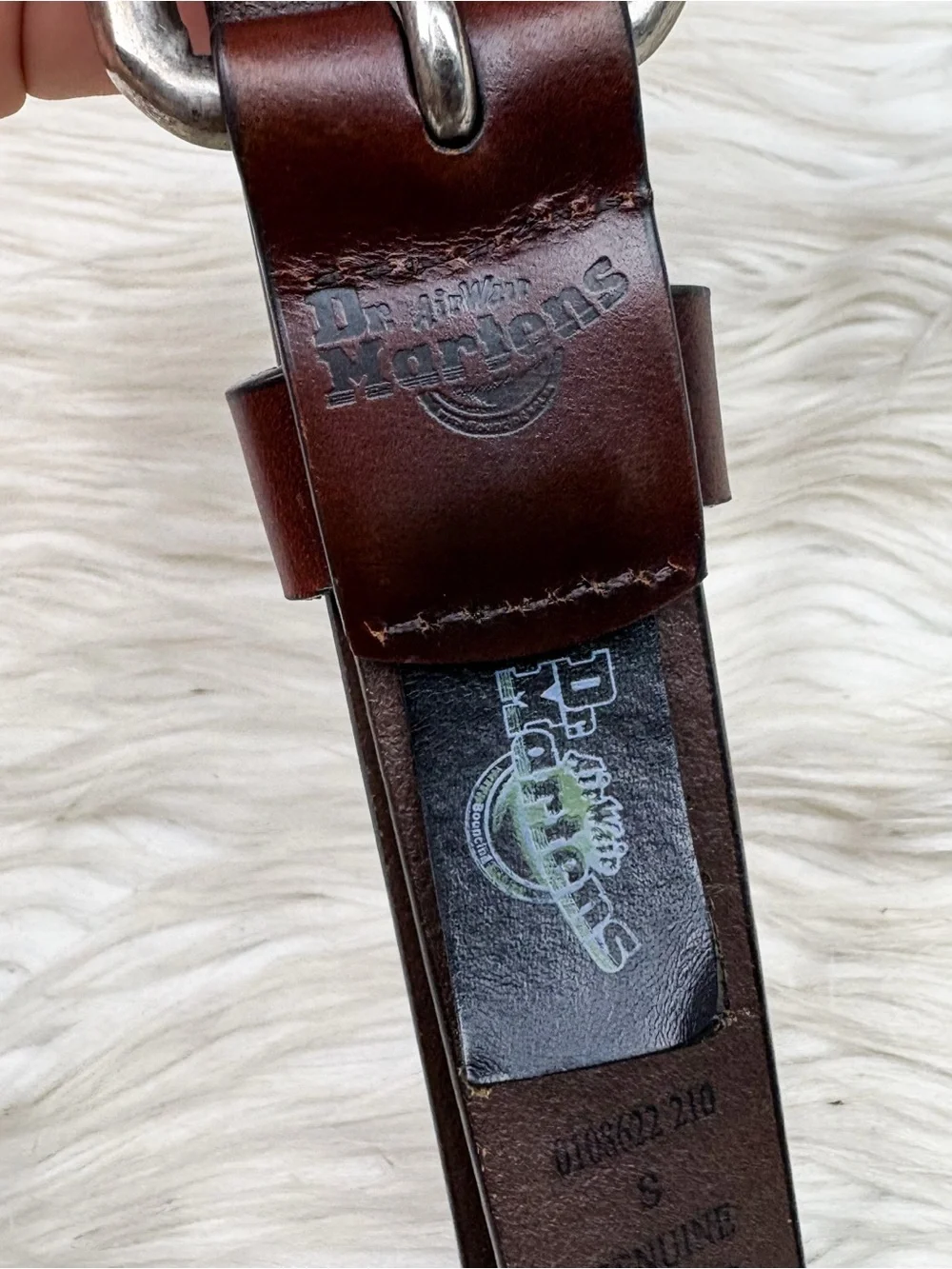 Dr. Martens Leather Belt Vintage Brown Silver Buckle Mens Small
